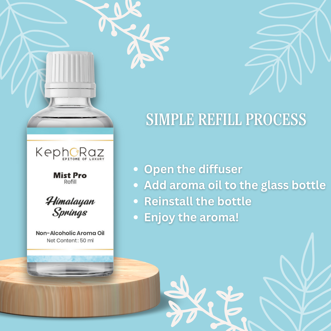 Kephoraz Mist Pro Refill - 50ml | Himalayan Springs | Premium Non-Alcoholic Fragrance Oil