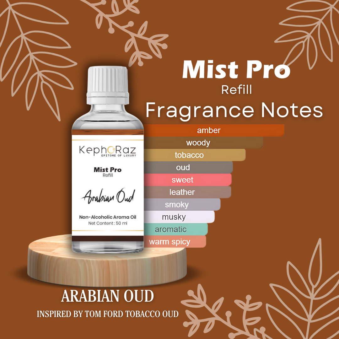 Kephoraz Mist Pro Refill - 50ml | Arabian Oud | Premium Non-Alcoholic Fragrance Oil